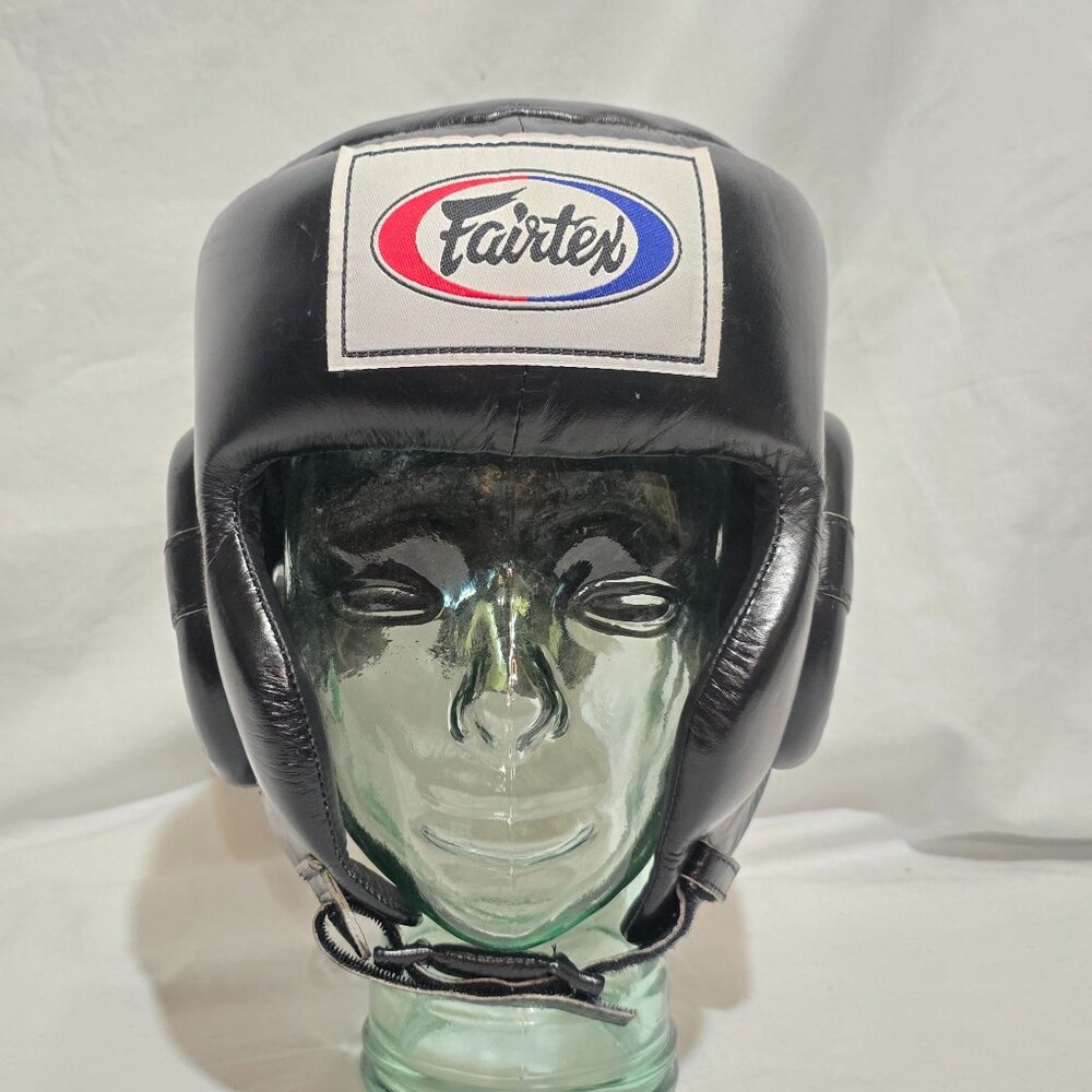 Fairtex HG6 Genuine Leather Muay Thai Competition Headguard - Black - XL